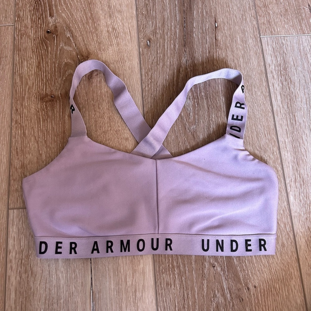 UNDER ARMOUR, Sport Bra, Crossback Low Sports Bra, Purple, Size: S